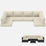 26 in. x 26 in. x 4 in. (14-Piece) Deep Seating Outdoor Lounge Chair Sectional Cushion Cream