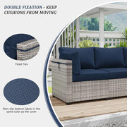 25.6 in. x 23.6 in. x 4 in. (8-Piece) Deep Seating Outdoor Lounge Chair Sofa Cushion with Lumber Pillow Cushion Navy