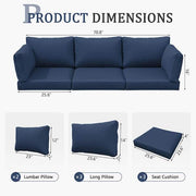 25.6 in. x 23.6 in. x 4 in. (8-Piece) Deep Seating Outdoor Lounge Chair Sofa Cushion with Lumber Pillow Cushion Navy