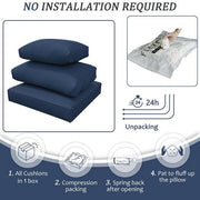 25.6 in. x 23.6 in. x 4 in. (8-Piece) Deep Seating Outdoor Lounge Chair Sofa Cushion with Lumber Pillow Cushion Navy