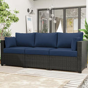 25.6 in. x 23.6 in. x 4 in. (8-Piece) Deep Seating Outdoor Lounge Chair Sofa Cushion with Lumber Pillow Cushion Navy