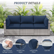 25.6 in. x 23.6 in. x 4 in. (8-Piece) Deep Seating Outdoor Lounge Chair Sofa Cushion with Lumber Pillow Cushion Navy