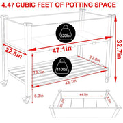 47 in. x 23 in. x 33 in. Wooden Raised Garden Bed with Lockable Wheels, Liner