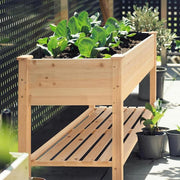 47 in. x 23 in. x 33 in. Wooden Raised Garden Bed with Lockable Wheels, Liner
