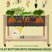 47 in. x 23 in. x 33 in. Wooden Raised Garden Bed with Lockable Wheels, Liner