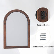 24 in. W x 36 in. H Arched Classic Brown Wooden Framed Bathroom Vanity Mirror Wall Mirror