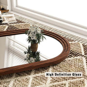 24 in. W x 36 in. H Arched Classic Brown Wooden Framed Bathroom Vanity Mirror Wall Mirror