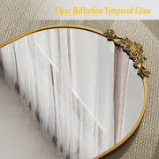 Gold 24 in. W x 36 in. H Modern Arched Carved Aluminum Alloy Framed Decoration Wall Mirror