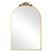 Gold 24 in. W x 36 in. H Modern Arched Carved Aluminum Alloy Framed Decoration Wall Mirror