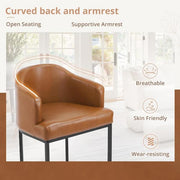Crystal Yellowish-Brown 26 in.Counter Height Fabric Upholstered Bar Stool Kitchen Island Stool With Metal Frame Set of 3
