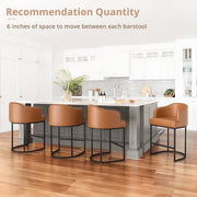 Crystal Yellowish-Brown 26 in.Counter Height Fabric Upholstered Bar Stool Kitchen Island Stool With Metal Frame Set of 3