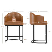 Crystal Yellowish-Brown 26 in.Counter Height Fabric Upholstered Bar Stool Kitchen Island Stool With Metal Frame Set of 3