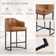 Crystal Yellowish-Brown 26 in.Counter Height Fabric Upholstered Bar Stool Kitchen Island Stool With Metal Frame Set of 3