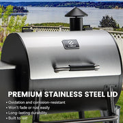 585 sq. in. Pellet Grill in Silver with Stainless Steel Lid and Grease Bucket