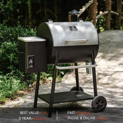 585 sq. in. Pellet Grill in Silver with Stainless Steel Lid and Grease Bucket