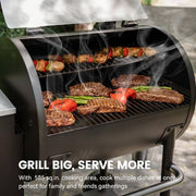 585 sq. in. Pellet Grill in Silver with Stainless Steel Lid and Grease Bucket