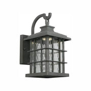 Summit Ridge 13.13 in. Zinc Dusk to Dawn Integrated LED Hardwired Outdoor Wall Light Lantern Sconce