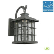 Summit Ridge 13.13 in. Zinc Dusk to Dawn Integrated LED Hardwired Outdoor Wall Light Lantern Sconce