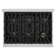 ZLINE 36" Autograph Rangetop Stainless, Bronze Accents, RTZ-36-CB