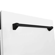 ZLINE 24" Autograph Dishwasher, White Door, Black Handle, DWVZ-WM-24-MB