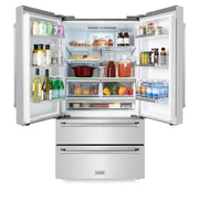 ZLINE Kitchen Package Refrigerator, Rangetop, Rangehood, Wall Oven, 4KPR-RTRH36-AWD