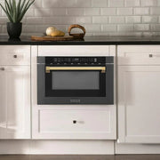 ZLINE 24" Microwave Drawer, Black Stainless, Gold MWDZ-1-BS-H-G