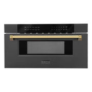 ZLINE 30" Microwave Drawer, Black Stainless, Gold MWDZ-30-BS-G