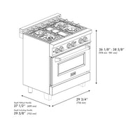 ZLINE 30" Bundle Range RAS-RM-30 & Range Hood 8654RM-30, 2KP-RASRMRH30