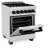 ZLINE 24" Autograph Dual Fuel Range, Stainless, Black accents, RAZ-24-MB