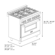 ZLINE 36" Bundle Range RA-RM-36 & Wall Range Hood KB-36, 2KP-RARMRH36