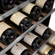 ZLINE 24" Autograph Edition Dual Zone 44-Bottle Wine Cooler in Stainless Steel with Wood Shelf and Champagne Bronze Accents RWV-UD-24-CB