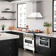 ZLINE 30" Autograph Stainless Wall Range Hood, White, 8654STZ-WM30-G