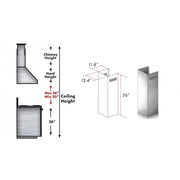 ZLINE 1 Piece Chimney Extension for 10' Ceiling, 1PCEXT-455/476/477/667/697