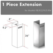 ZLINE 1 Piece Chimney Extension for 10ft Ceiling, 1PCEXT-KB/KL2/KL3-304