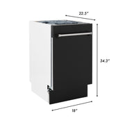 ZLINE 18" Dishwasher in Black matt panel, Stainless Tub, DWV-BLM-18