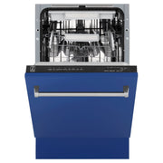 ZLINE 18" Dishwasher in Blue matt panel, Stainless Tub, DWV-BM-18
