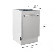 ZLINE 18" Dishwasher in Custom Panel Ready, Stainless Tub, DWV-304-18