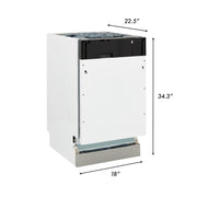 ZLINE 18" Dishwasher in Custom Panel Ready, StainlessTub, DWV-18