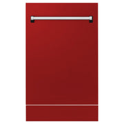 ZLINE 18" Dishwasher, Red Gloss panel, Stainless Tub, DWV-RG-18