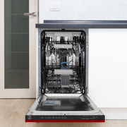 ZLINE 18" Dishwasher, Red Gloss panel, Stainless Tub, DWV-RG-18