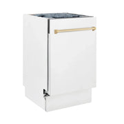 ZLINE 18"Autograph Dishwasher, White door, Gold Handle, DWVZ-WM-18-G
