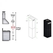 ZLINE 2 - 12" Short Chimney Pieces for 7' - 8' Ceilings, SK-BSGL2iN