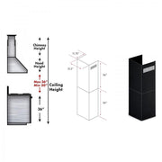 ZLINE 2-36" Chimney Extensions for 10 ft. to 12 ft. Ceilings, 2PCEXT-BS655N
