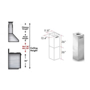 ZLINE 2 Piece Chimney Extension for 12' Ceiling, 2PCEXT-667/697-304