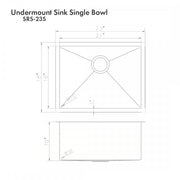 ZLINE 23" Undermount Single Bowl Sink DuraSnow Stainless Steel, SRS-23S