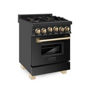 ZLINE 24" Autograph Addition Gas Range, Black stainless,RGBZ-24-G