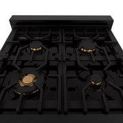 ZLINE 24" Autograph Dual Fuel Range Black Stainless, Bronze RABZ-24-CB
