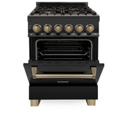 ZLINE 24" Autograph Dual Fuel Range, Black Stainless, RABZ-24-CB