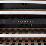 ZLINE 24" Autograph Edition Dual Zone 44-Bottle Wine Cooler in Stainless Steel with Wood Shelf and Matte Black Accents RWVZ-UD-24-MB