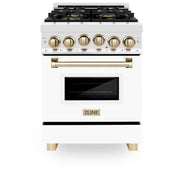 ZLINE 24" Autograph Edition, Gas Range, White Door, RGZ-WM-24-G